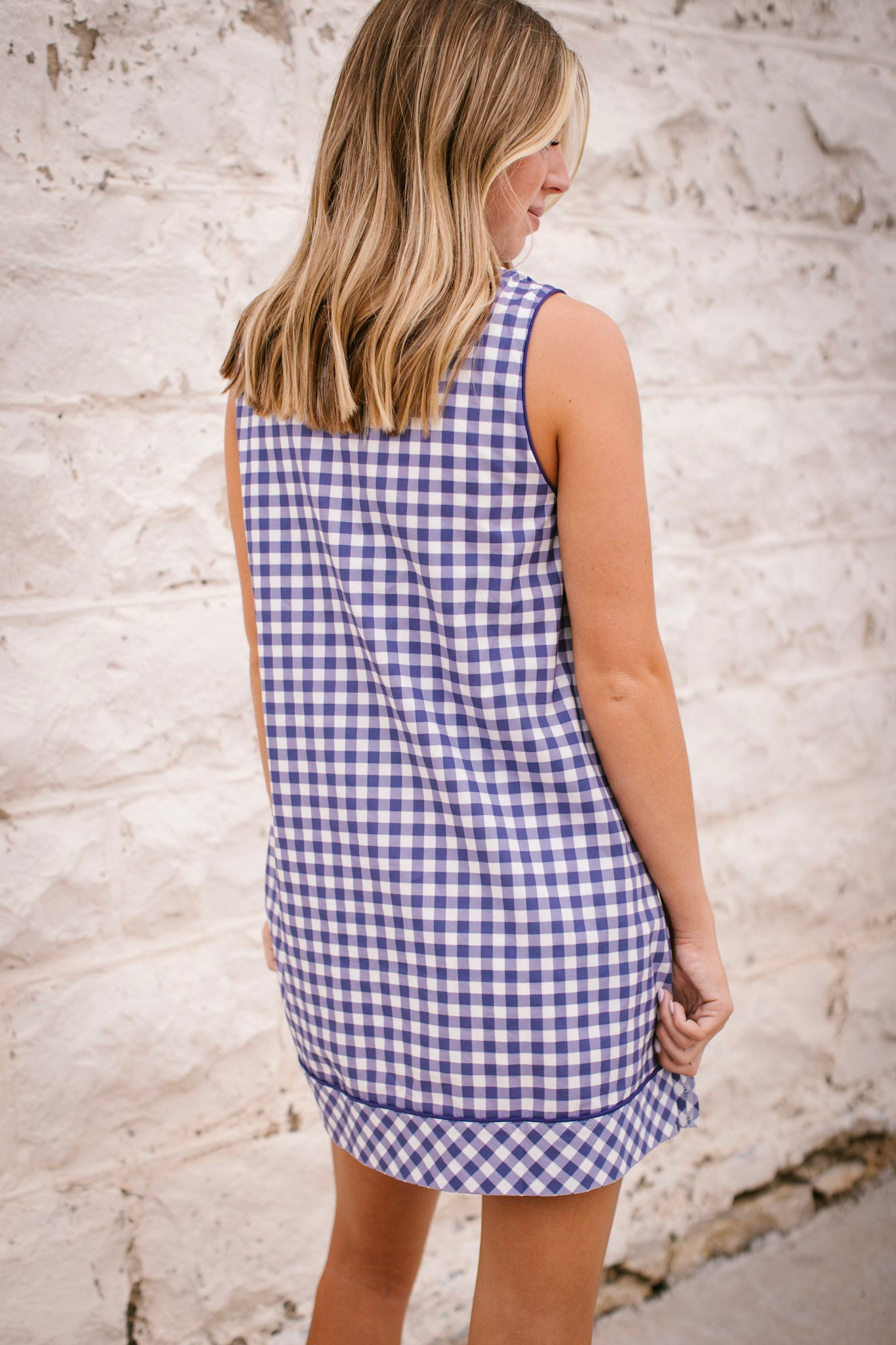 Purple Gingham Shift Dress