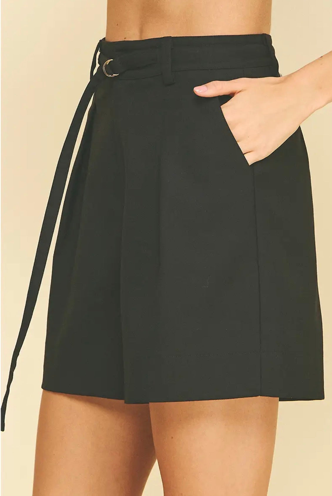 Black Midi Shorts w/ Belt
