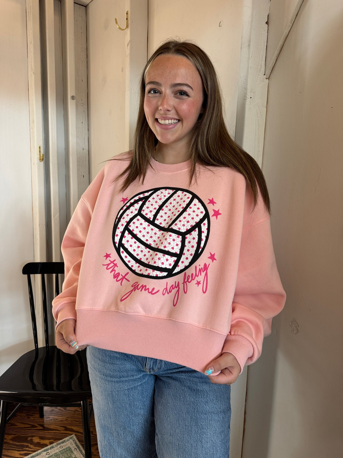 Pink Volleyball Game Day Sweatshirt