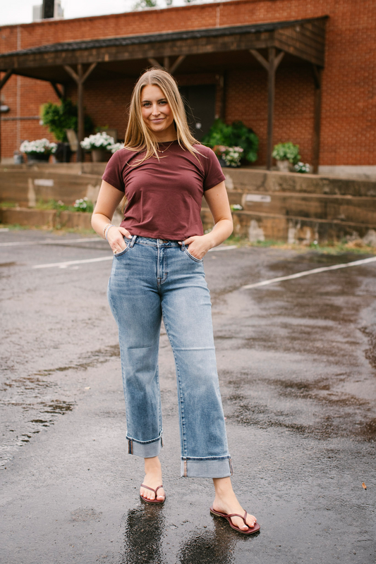 Ella Mid Rise Cuffed Jeans