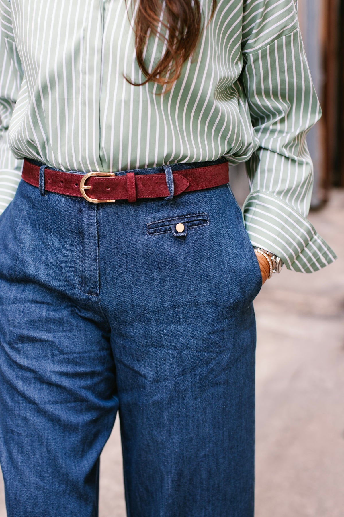 Dark Denim Welt Pocket Pants