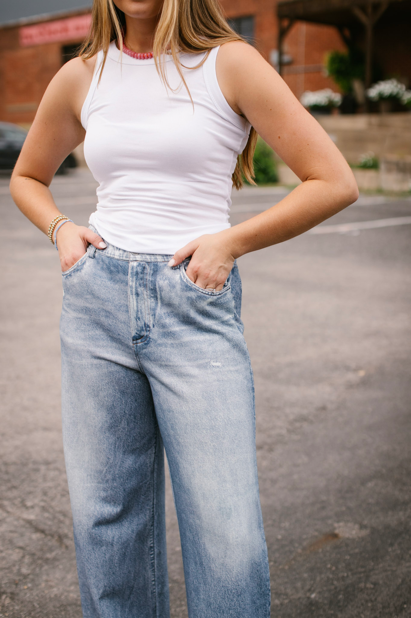 French Terry Faux Jeans
