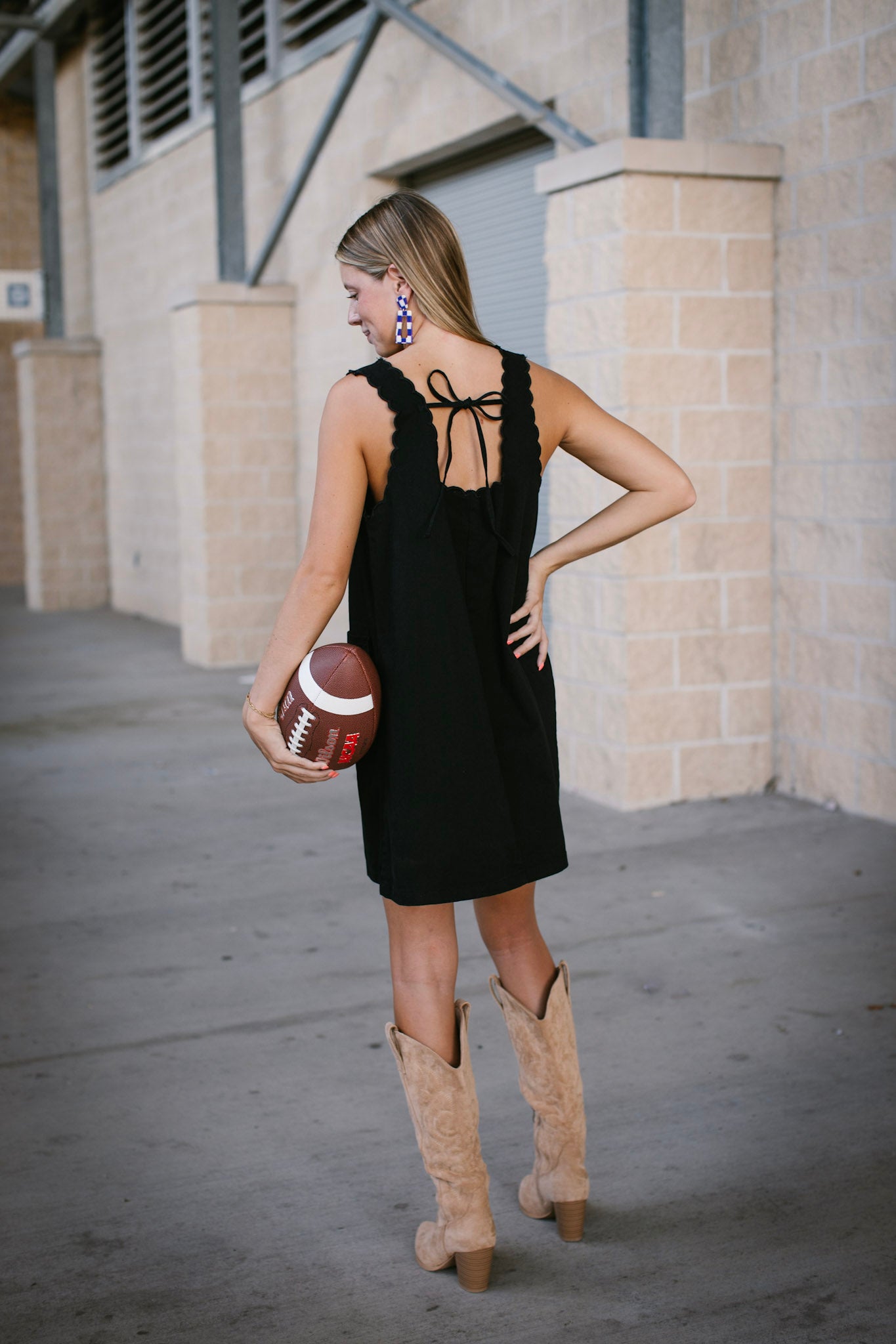 Black Mini Dress Scalloped Trim