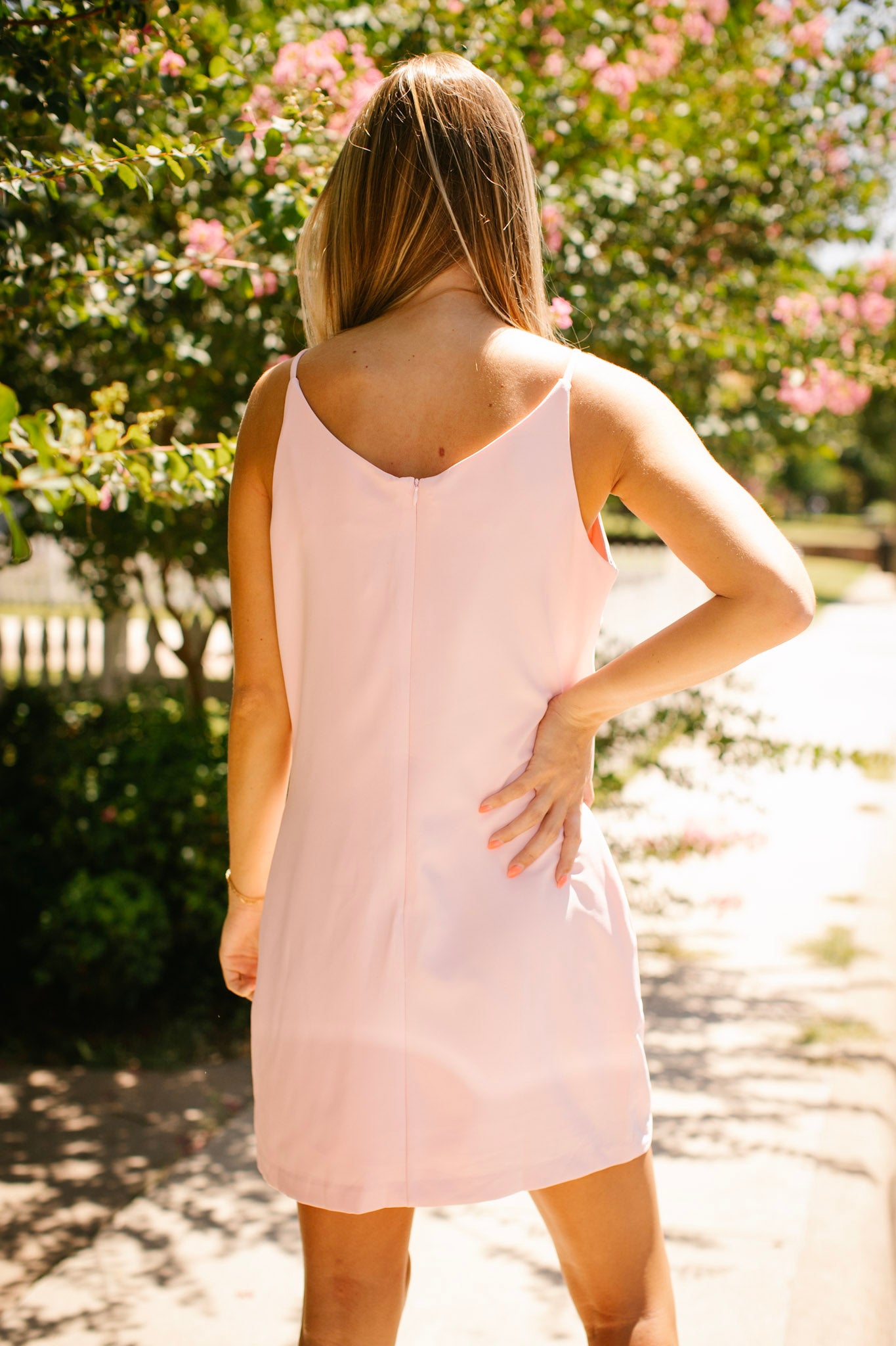 Pink Rose Petal Applique Mini Dress