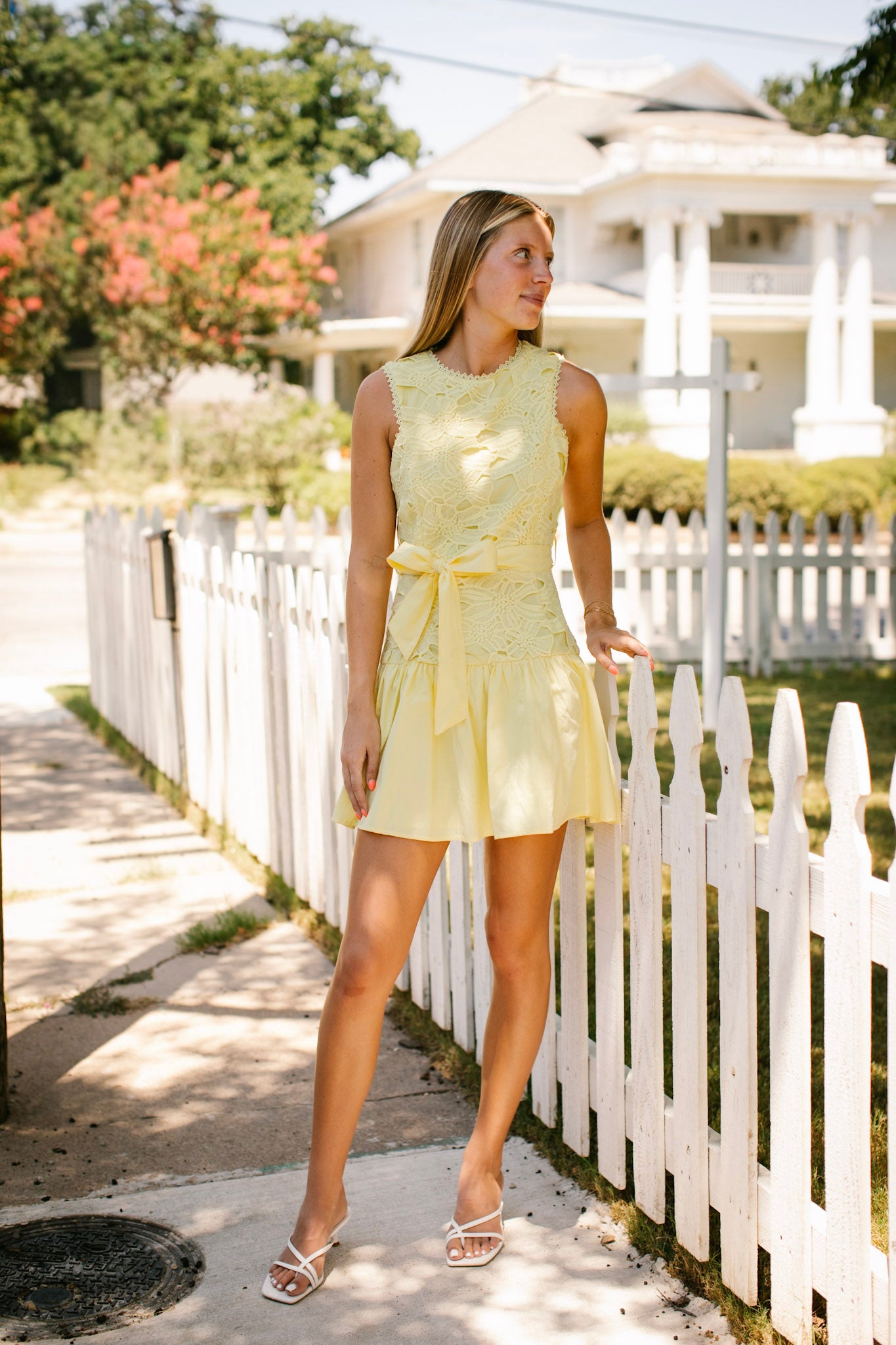 Yellow Floral Lace Dress