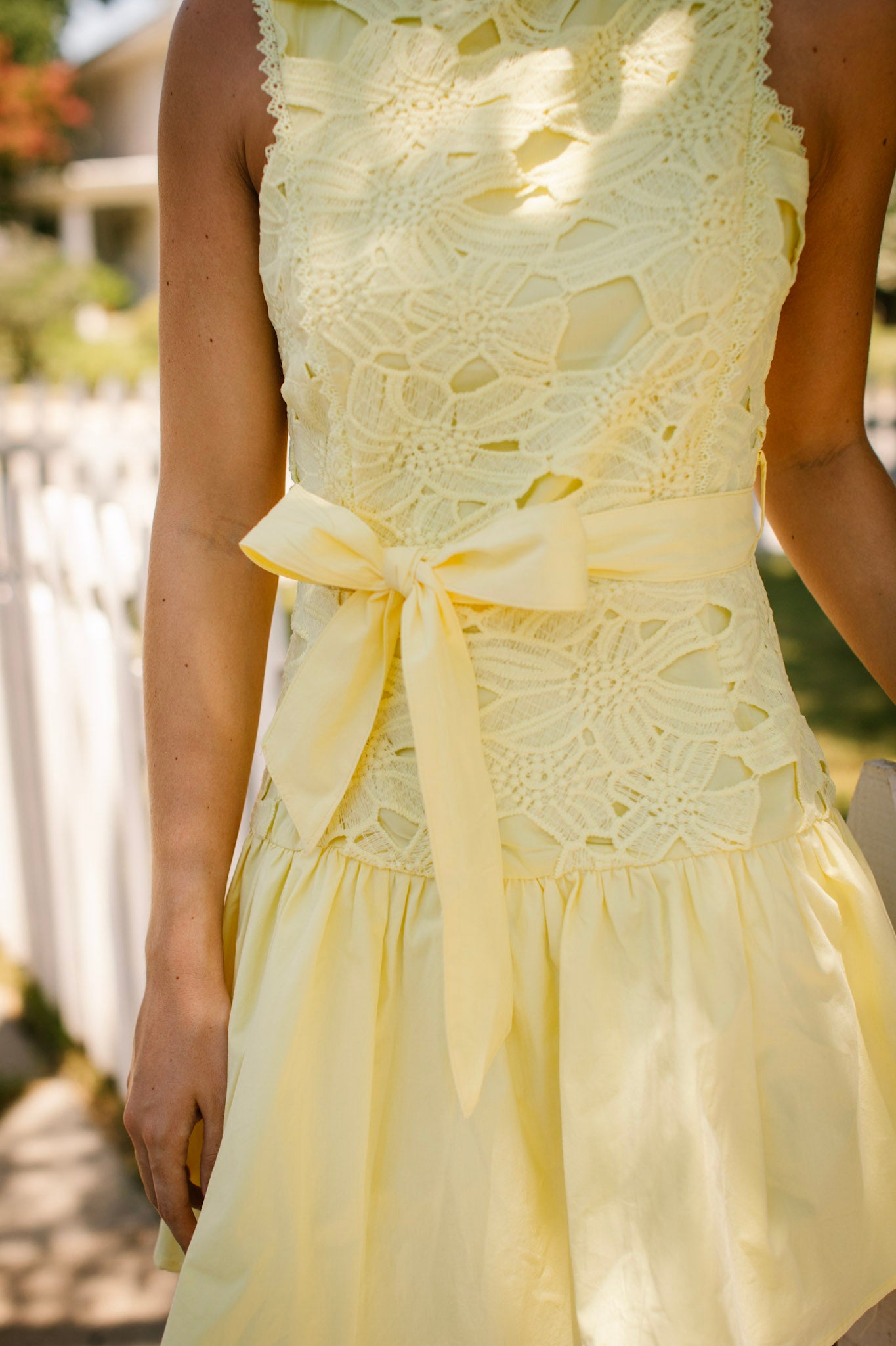 Yellow Floral Lace Dress