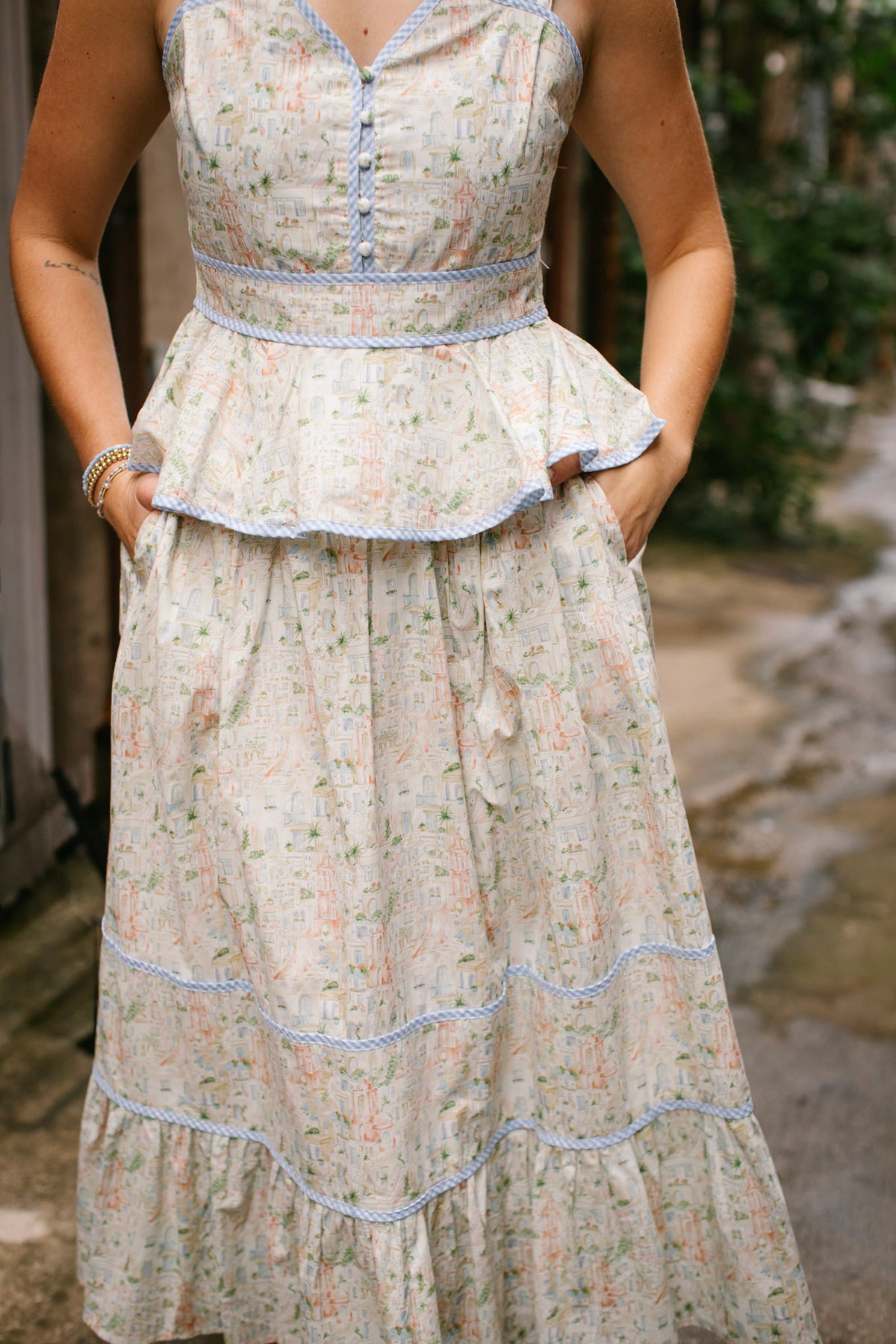 Piped Skirt/Cami Set