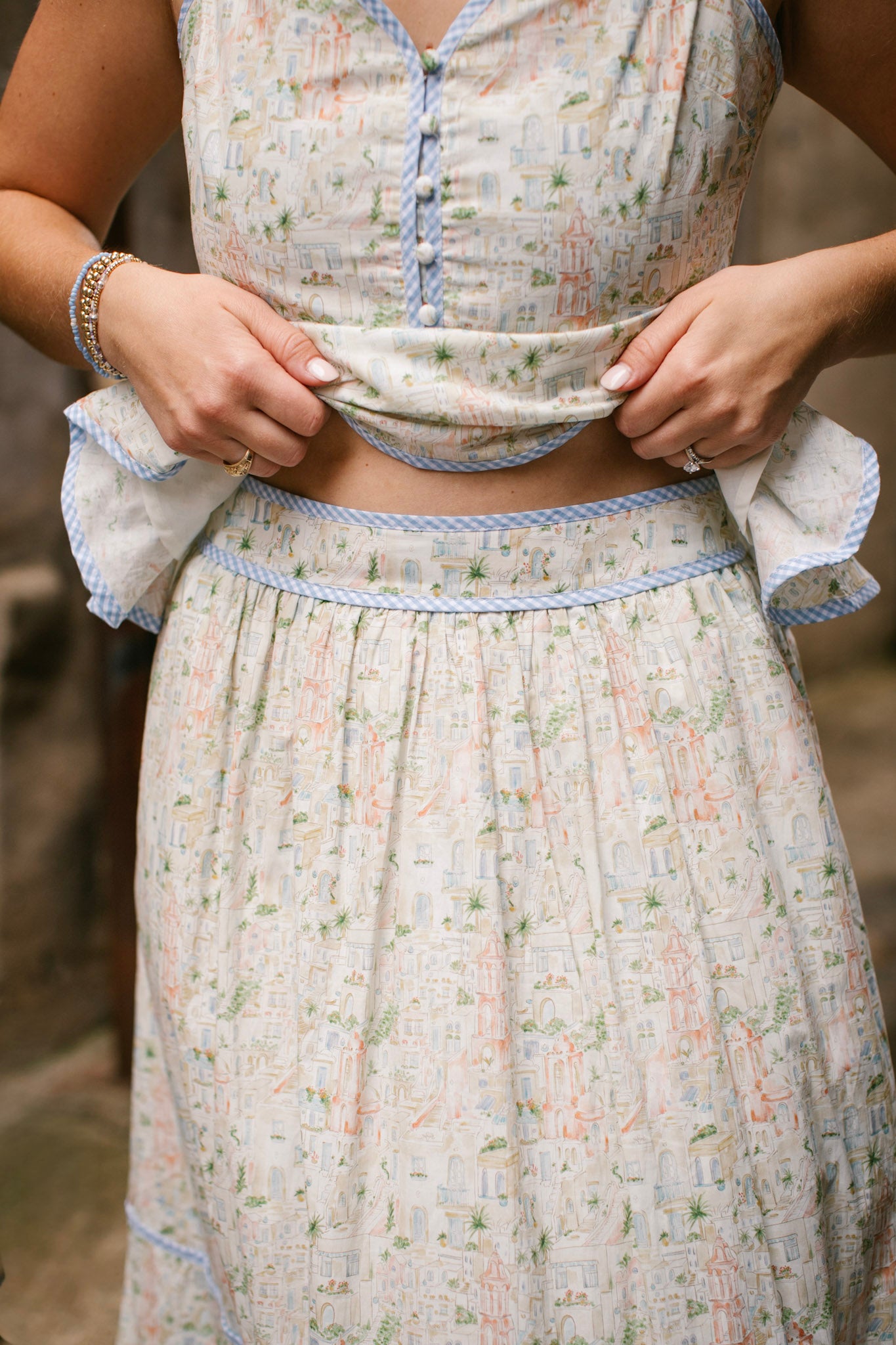 Piped Skirt/Cami Set