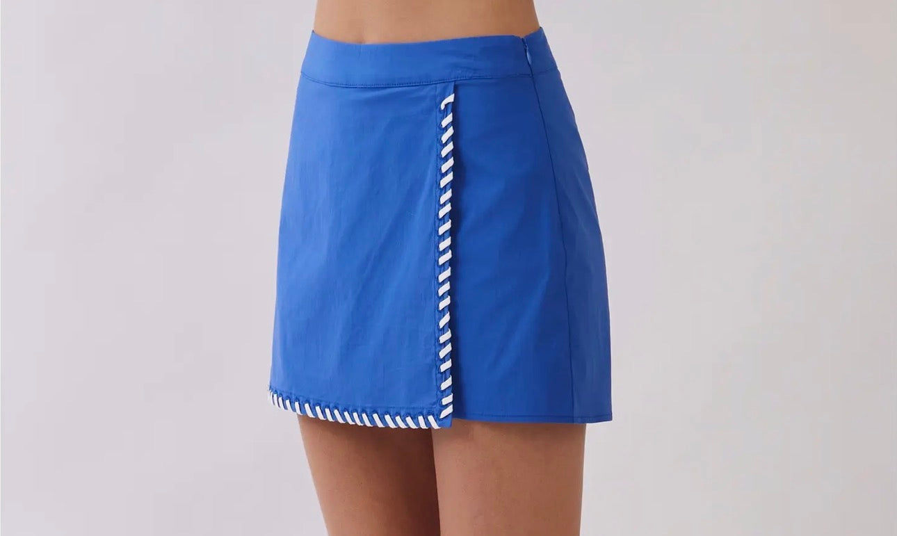 Royal Blue Whipstitch Trim Skort