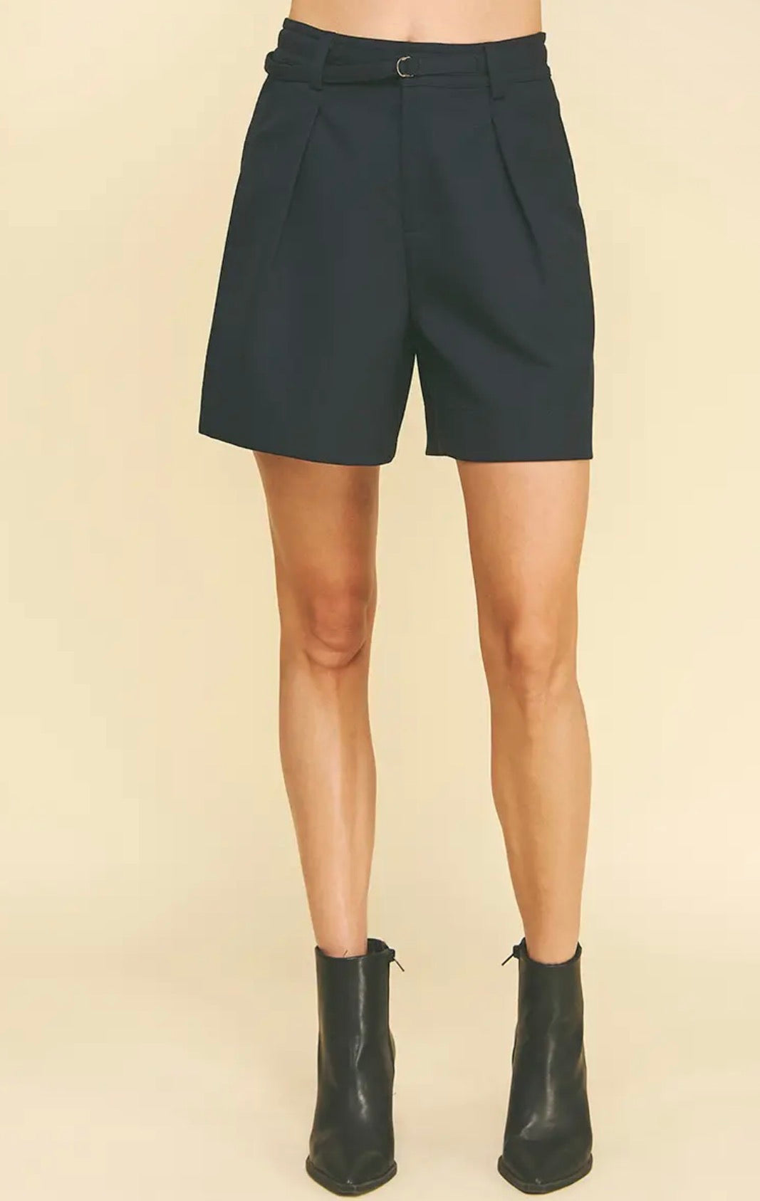 Black Midi Shorts w/ Belt