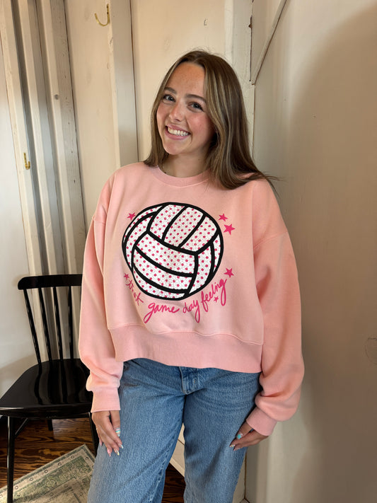 Pink Volleyball Game Day Sweatshirt