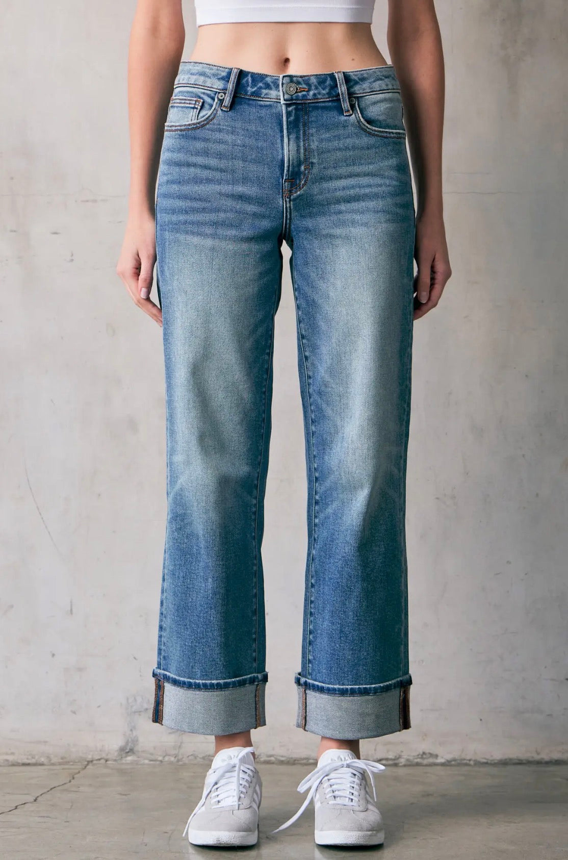 Ella Mid Rise Cuffed Jeans